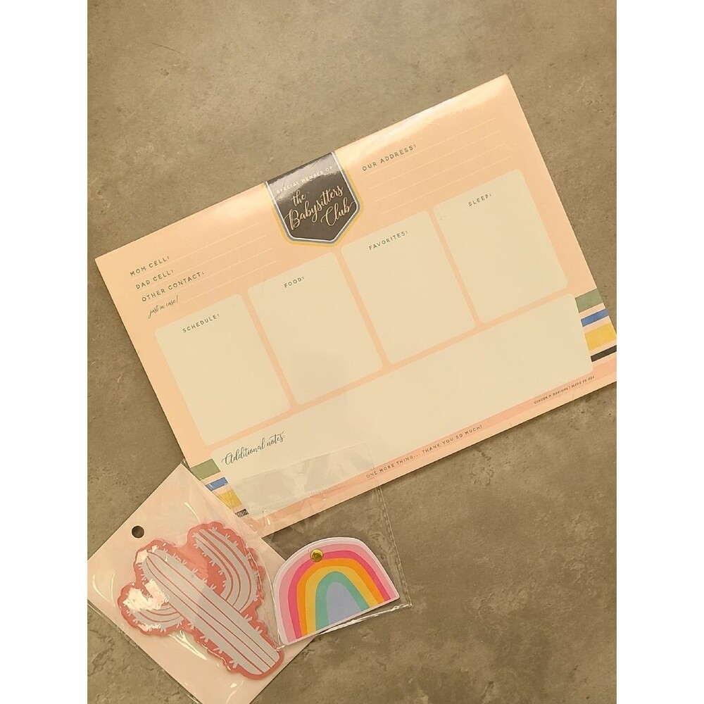 Ginger P Designs Babysitters Club Rainbow Notepad Cactus Sticky Notes NEW Cute